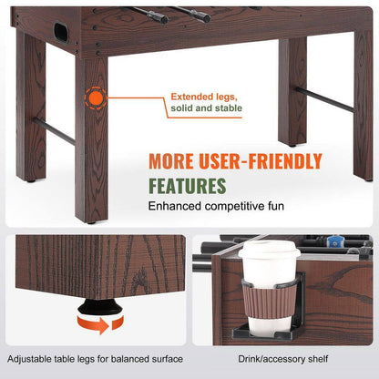 Foosball Table, 55 In. Standard Size Foosball Table, Indoor Full Size Foosball Table for Home, Family, and Game Room
