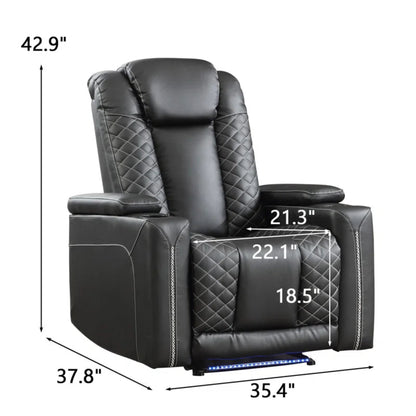 35.4'' Wide Modern Faux Leather Power Recliner Home Theater Individual Seat with Cup Holders