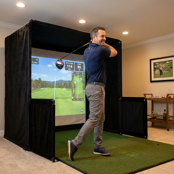 Indoor Golf Simulator Enclosure Built for Realistic Practice, 7 Sizes Available, Pro Impact Screen, Side Barriers