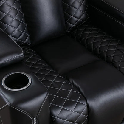 35.4'' Wide Modern Faux Leather Power Recliner Home Theater Individual Seat with Cup Holders
